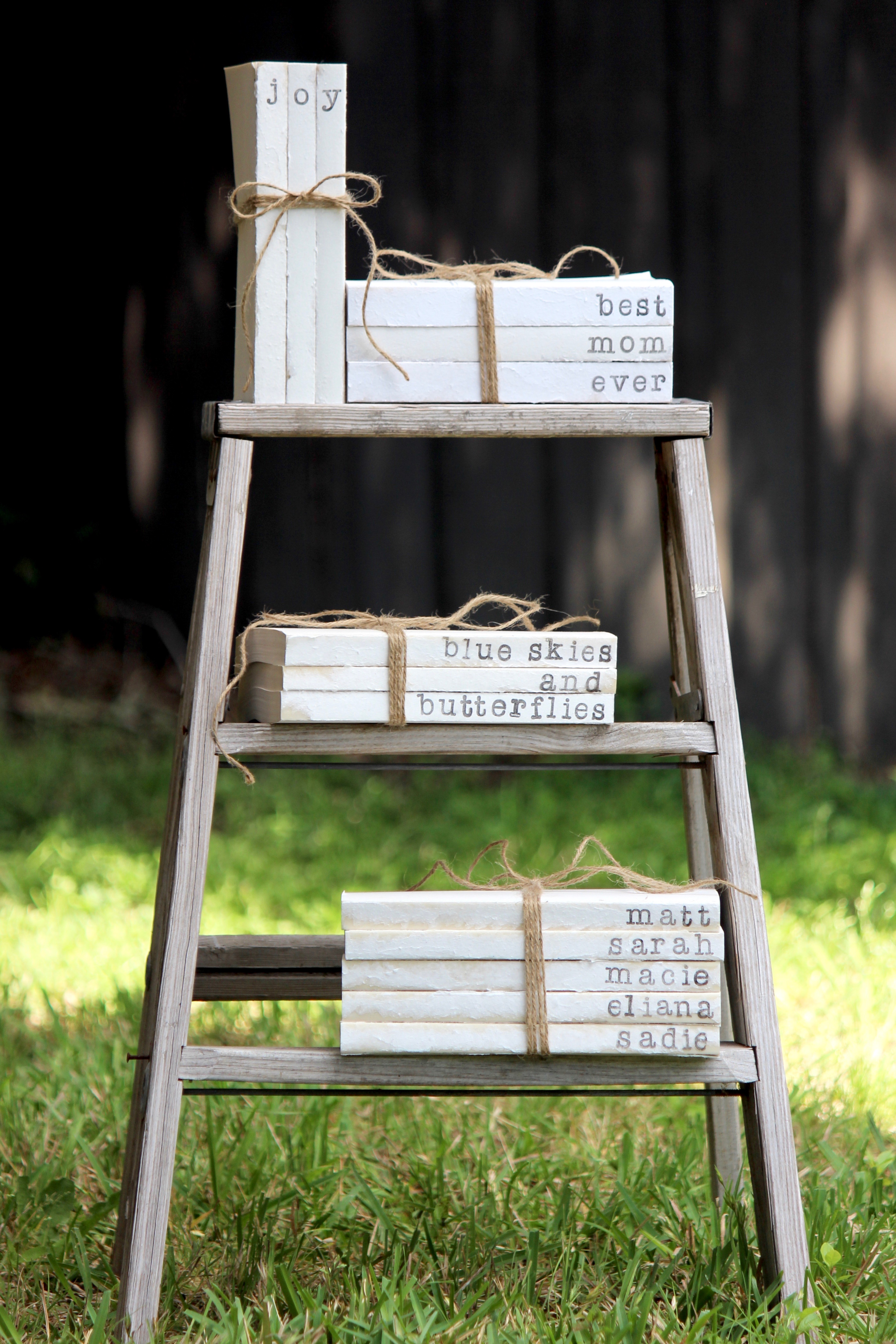 Hand Stamped Book Stack
